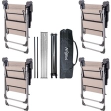 4 Adet Katlanır Kamp Sandalyesi ve Alüminyum Masa Seti - Rock Silver - Kestane - Taşıma Çantalı