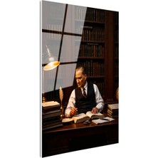 Tablofest Tamperli Gerçek Cam Tablo Atatürk Makam Çalışma Masası Atatürk Tablosu Duvar Dekoru