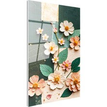 Tablofest Tamperli Gerçek Cam Tablo Ince Dallı Kır Çiçekleri Çiçek Tablosu Duvar Dekoru