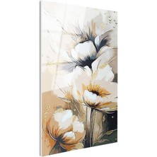 Tablofest Tamperli Gerçek Cam Tablo Soyut Estetik Çiçekler Çiçek Tablosu Duvar Dekoru