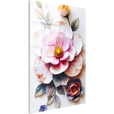 Tablofest Tamperli Gerçek Cam Tablo Katmanlı Tasarım Estetik Çiçekler Çiçek Tablosu Duvar Dekoru