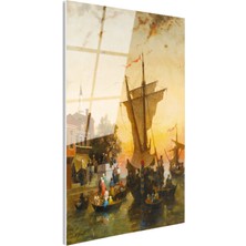 Tablofest Tamperli Gerçek Cam Tablo Liman ve Yelkenliler Osmanlı Tablosu Duvar Dekoru
