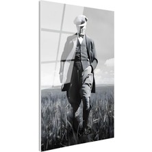Tablofest Tamperli Gerçek Cam Tablo Atatürk Kasketli Tarla Pozu Atatürk Tablosu Duvar Dekoru