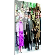 Tablofest Tamperli Gerçek Cam Tablo Atatürk Latife Hanım Heyet Atatürk Tablosu Duvar Dekoru
