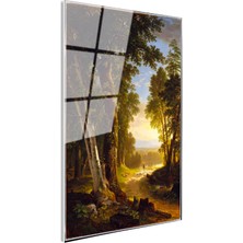 Tablofest Tamperli Gerçek Cam Tablo Asher Durand Orman Içi Patika Yürüyen Figür Ressam Tablosu Dekoru