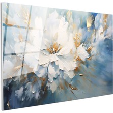 Tablofest Tamperli Gerçek Cam Tablo Soyut Sanatsal Çiçek Çiçek Tablosu Duvar Dekoru