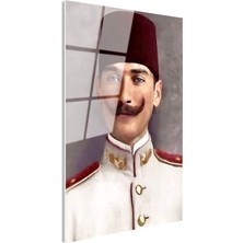 Tablofest Tamperli Gerçek Cam Tablo Atatürk Fesli Gençlik Atatürk Tablosu Duvar Dekoru