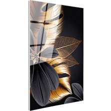 Tablofest Tamperli Gerçek Cam Tablo Ince Damarlı Yaprak Detayları Çiçek Tablosu Duvar Dekoru