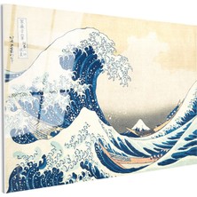 Tablofest Tamperli Gerçek Cam Tablo Hokusai Büyük Dalga Kanagawa Fuji Dağı Ukiyo-E Ressam Tablosu Duvar Dekoru