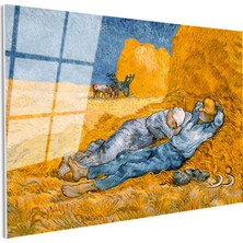Tablofest Tamperli Gerçek Cam Tablo Vincent Van Gogh Samanlıkta Uyuyanlar Ressam Tablosu Duvar Dekoru