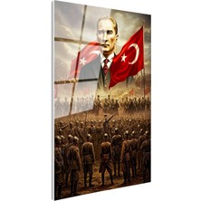 Tablofest Tamperli Gerçek Cam Tablo Atatürk Kurtuluş Savaşı Ordu Bayrak Atatürk Tablosu Duvar Dekoru