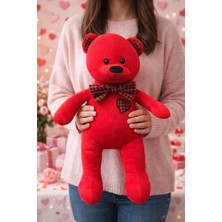 Eco Sepet Papyonlu Kırmızı Ayı, Sevgiliye Hediye Ayıcık, Sevgililer Günü Hediye Ayıcık 50 cm