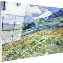 Tablofest Tamperli Gerçek Cam Tablo Van Gogh Buğday Tarlası Yokuş Yukarı Ressam Tablosu Duvar Dekoru