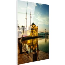 Tablofest Tamperli Gerçek Cam Tablo Istanbul Ortaköy Camii ve Köprü Şehir Mimari Tablo Duvar Dekoru