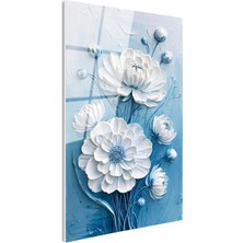 Tablofest Tamperli Gerçek Cam Tablo Dokulu Şakayık Çiçek Buketi Çiçek Tablosu Duvar Dekoru