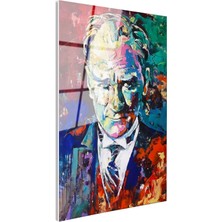 Tablofest Tamperli Gerçek Cam Tablo Atatürk Modern Sanat Soyut Portre Atatürk Tablosu Duvar Dekoru