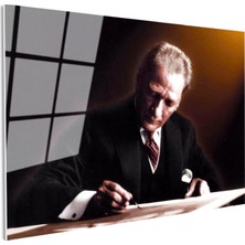 Tablofest Tamperli Gerçek Cam Tablo Atatürk Masada Imza Anı Atatürk Tablosu Duvar Dekoru