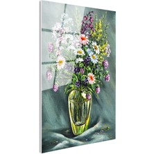 Tablofest Tamperli Gerçek Cam Tablo Cam Vazoda Toplanmış Kır Çiçekleri Çiçek Tablosu Duvar Dekoru