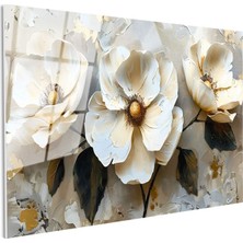 Tablofest Tamperli Gerçek Cam Tablo Kabartma Görünümlü Üçlü Çiçek Çiçek Tablosu Duvar Dekoru