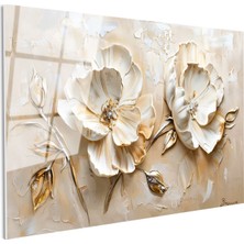 Tablofest Tamperli Gerçek Cam Tablo Kabartma Görünümlü Gül Çiçek Tablosu Duvar Dekoru