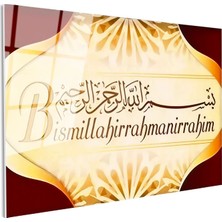 Tablofest Tamperli Gerçek Cam Tablo Besmele Yazısı Pastel Tonlu Dini Islami Tablo Duvar Dekoru