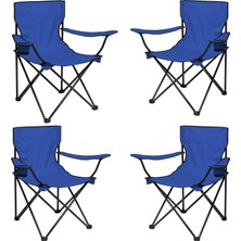 4 Adet Katlanır Kamp Sandalyesi - Piknik Plaj Sandalyesi - (DY.001) - Lacivert - Taşıma Çantalı