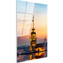 Tablofest Tamperli Gerçek Cam Tablo Üsküdar Kız Kulesi Boğaz Manzarası Şehir Mimari Tablo Duvar Dekoru