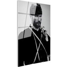 Tablofest Tamperli Gerçek Cam Tablo Atatürk Sakallı Kalpaklı Nadir Portre Atatürk Tablosu Duvar Dekoru