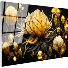 Tablofest Tamperli Gerçek Cam Tablo Tekli Büyük Çiçek Çiçek Tablosu Duvar Dekoru