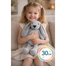 Toyfest 30 cm Uzun Kulaklı Gri Peluş Tavşan – Yumuşak Uyku Arkadaşı, Bebek ve Çocuk Oyuncağı