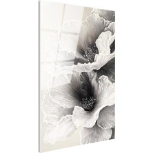 Tablofest Tamperli Gerçek Cam Tablo Ince Hatlı Zarif Yapraklar Çiçek Tablosu Duvar Dekoru