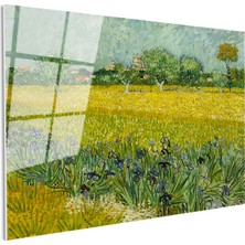 Tablofest Tamperli Gerçek Cam Tablo Van Gogh Buğday Tarlası Köy Ressam Tablosu Duvar Dekoru