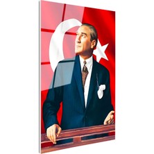 Tablofest Tamperli Gerçek Cam Tablo Atatürk Ufka Bakış Atatürk Tablosu Duvar Dekoru