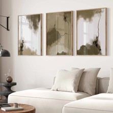 Pam Studio Bej Kahve Tonlarında Soyut 3’lü Tablo Seti – Modern Minimal Duvar Dekoru