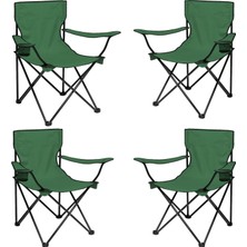 4 Adet Katlanır Kamp Sandalyesi - Piknik Plaj Sandalyesi - (DY.001) - Haki - Taşıma Çantalı