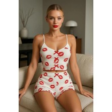 Vip Marketim Vipmarketim  Dudak Desenli Şortlu Pijama Takımı