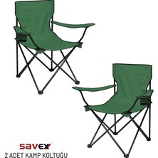 2 Adet Katlanır Kamp Sandalyesi - Piknik Plaj Sandalyesi - (DY.001) - Haki - Taşıma Çantalı