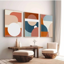 Pam Studio Retro Renkli Geometrik 3’lü Tablo Seti – Modern Soyut Minimal Duvar Dekoru