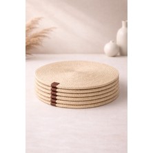 Boho Bej Jüt Supla 6'lı Set Amerikan Servis - Lüks Amerikan Servis