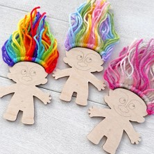 Kidewo Gökkuşağı Ip Saç Adam Ahşap Boyama Etkinlik Seti Eğitici Çocuk Aktivite Fırça Akrilik Kreş Okul