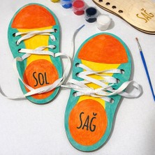 Kidewo Ayakkabı Bağlama Ahşap Boyama Etkinlik Seti Eğitici Çocuk Aktivite Fırça Akrilik Boya Kreş Okul