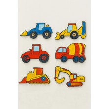 Kidewo Iş Makineleri Inşaat Ahşap Boyama Etkinlik Seti Eğitici Çocuk Aktivite Fırça Akrilik Boya Kreş Okul