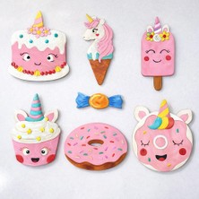 Kidewo Unicorn Tatlı Dünyası Ahşap Boyama Etkinlik Set Eğitici Çocuk Aktivite Fırça Akrilik Boya Kreş Okul