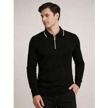 Polo Mirage Siyah Fermuarlı Polo Yaka Triko