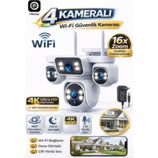 Sonreir E5804 WİFİ 4 Kameralı Güvenlik Kamerası 20MP ULTRA HD PTZ Hareketli Sesli Gece Görüşlü Akıllı Kamera