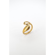 Stella Fortis Dalga Formlu Ayarlanabilir Kadın Yüzük - Altın Renkli Modern Tasarım | Paslanmaz Çelik