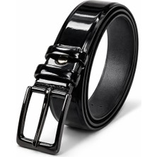 Growish GK0002 Paslanmaz Toka Eni 3,5 cm Köprülü Rugan Damatlık Spor Klasik Erkek Kemer