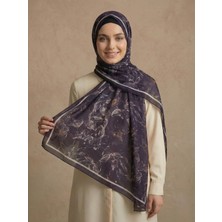 Scarfella Dijital Soft Şal Kırışmaz Kaymaz Ütü Istemez Tok Duruşlu Siyah Desenli Başörtüsü