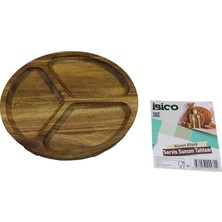 Nexgen Akasya Yuvarlak 3 Bölmeli  Ahşap Servis Sunum Tepsi - Tahtası  20 x 1.4cm (4887) RSGO34-MCHD