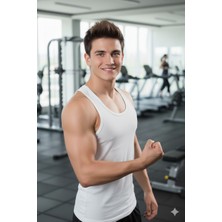 Lüx Wood Lüx Erşah Erkek Pamuklu Likralı Sporcu Sırt Atlet - Kod: 502